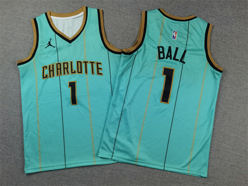 Youth Charlotte Hornets #1 Ball green 2024 2025 NBA jersey